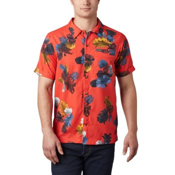 Columbia Muške Košulje - Outdoor Elements Short Sleeve Print Crvene | HJMG-36914